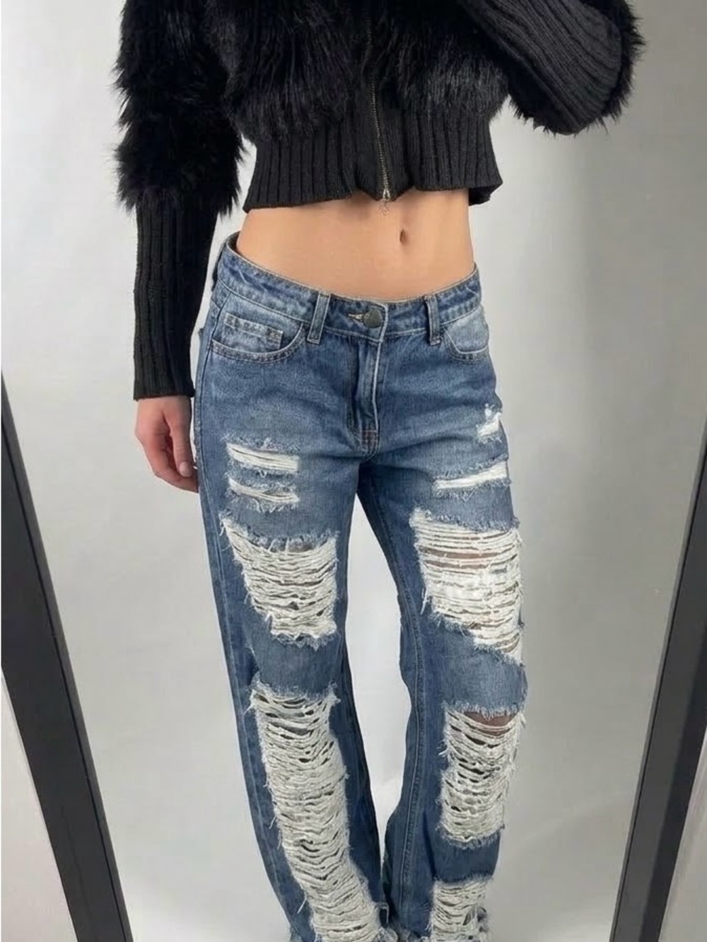 NWT Distressed Ripped Jeans - Front and Back